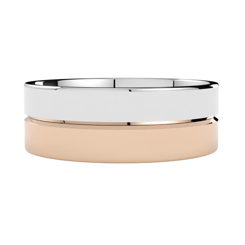 Różowo-biała obrączka ślubna wielokolorowa ze złota